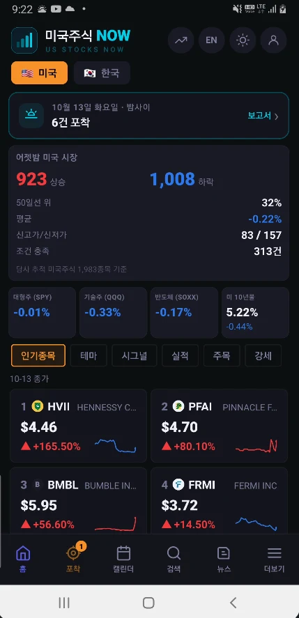 미국주식 NOW 실제 화면